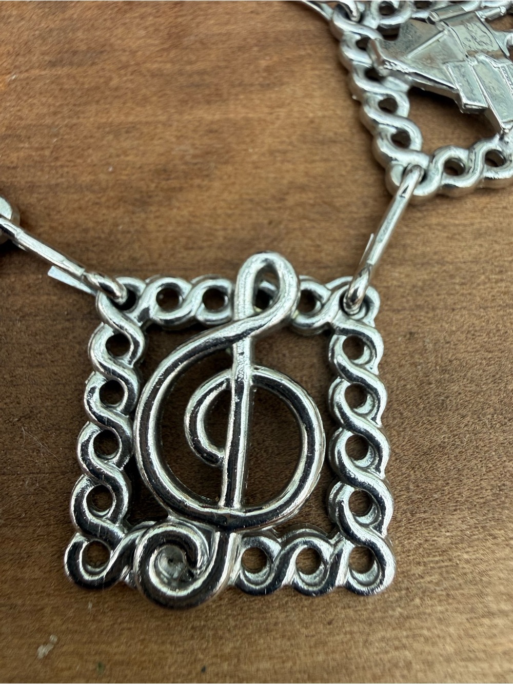 Vintage Silver-tone Music-Themed Charm Necklace - Silver - Picture 4 of 7